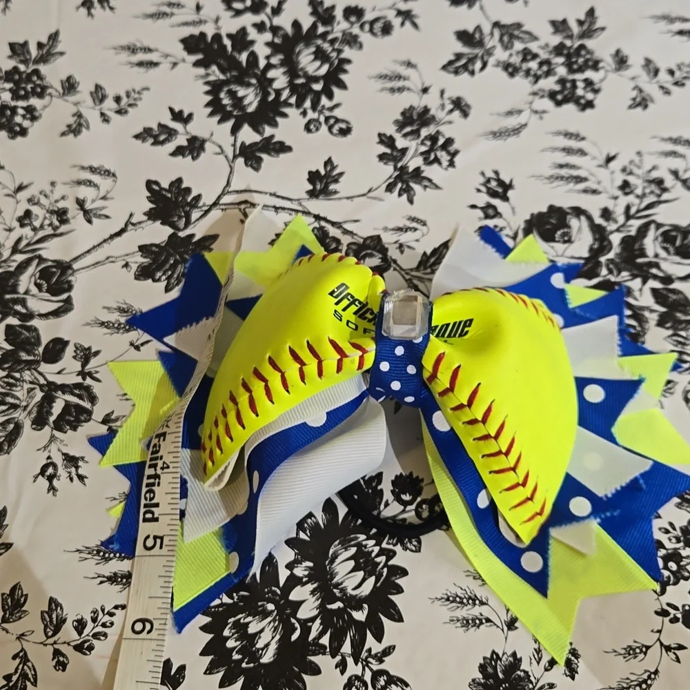 Softball bow ponytail b121